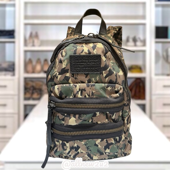 Marc Jacobs Green and Brown Camouflage Backpack Multi-Host Pick - Picture 2 of 16